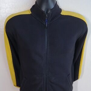 Vintage Polo Sport Ralph Lauren Track Jacket Mens Small Black Yellow 90s Zip Up